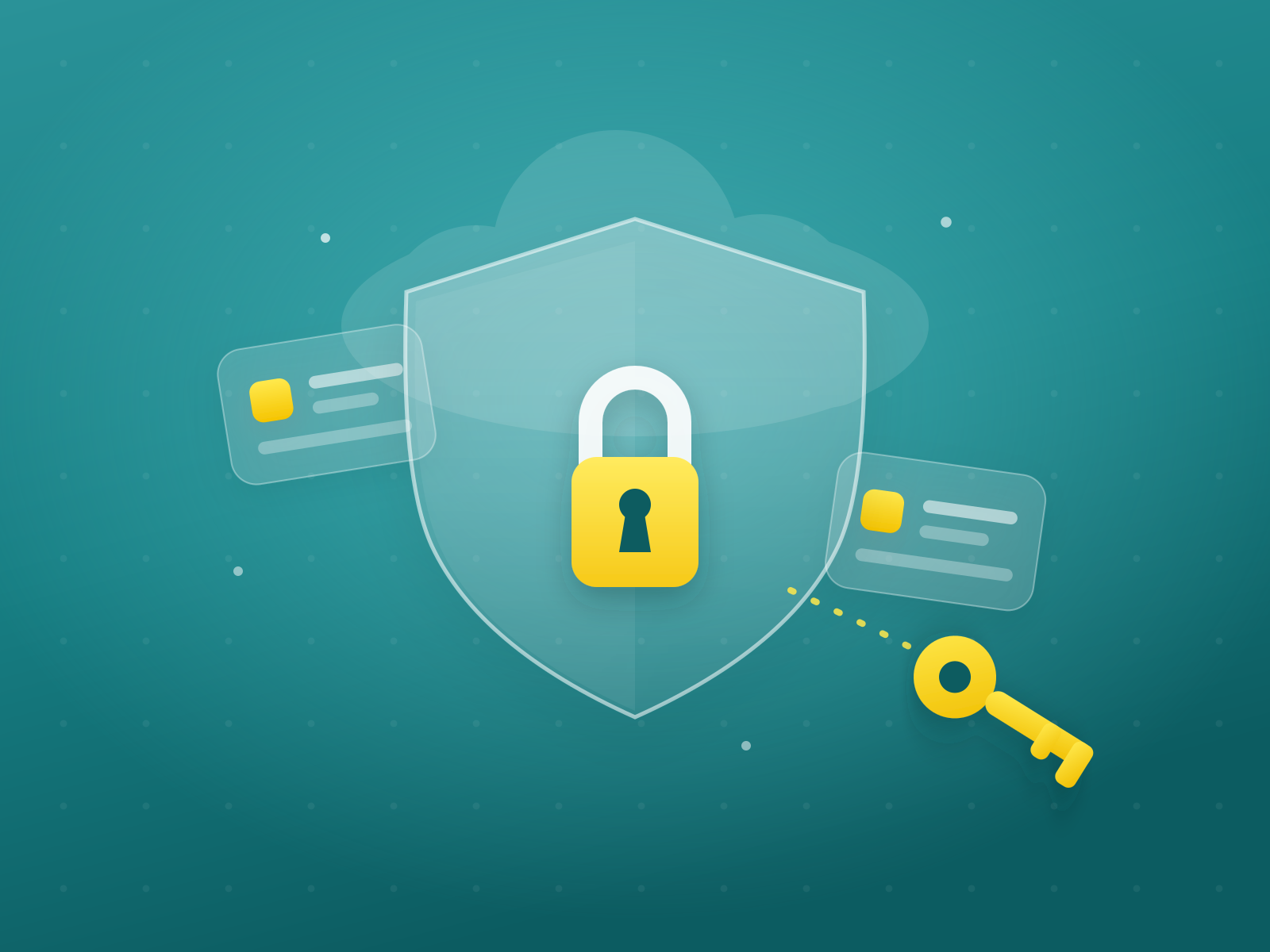 Client data locked behind a shield in the cloud, with the encryption key held by you